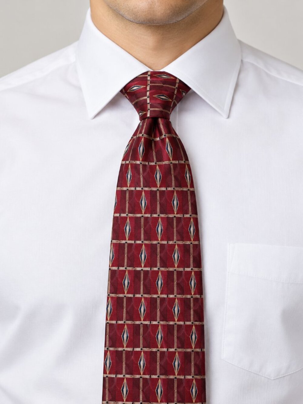 Machado by Jorge Machado Burgundy Geometric Wide Necktie 4"